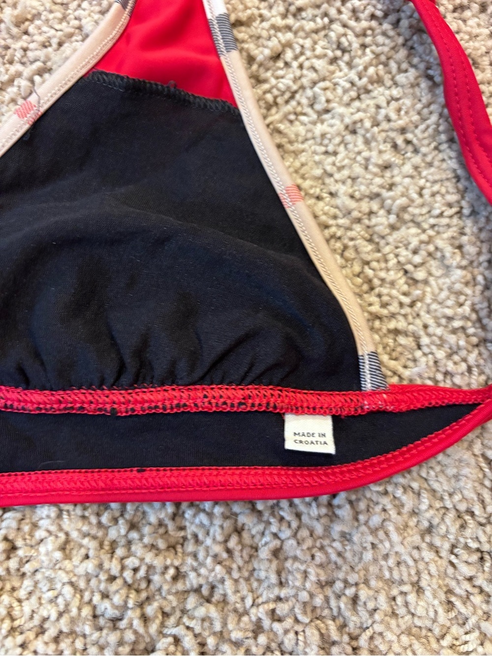 Burberry Iconic Red & Plaid Triangle Bikini Top | Size Small - Picture 8 of 12